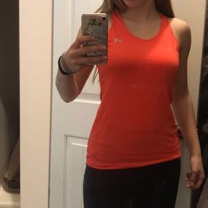 neon orange under armor shirt